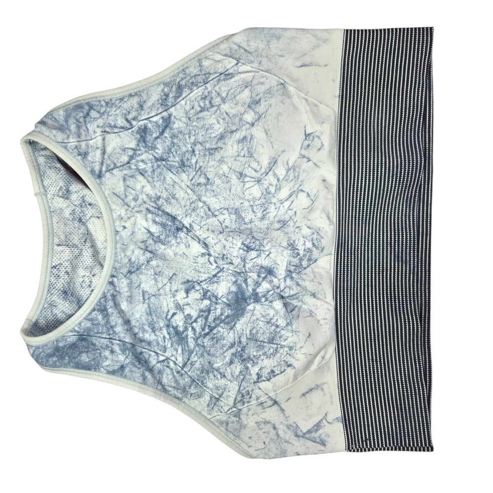 lululemon athletica Ebb To Train Blue and White Tie Dye Sports Bra Size 10